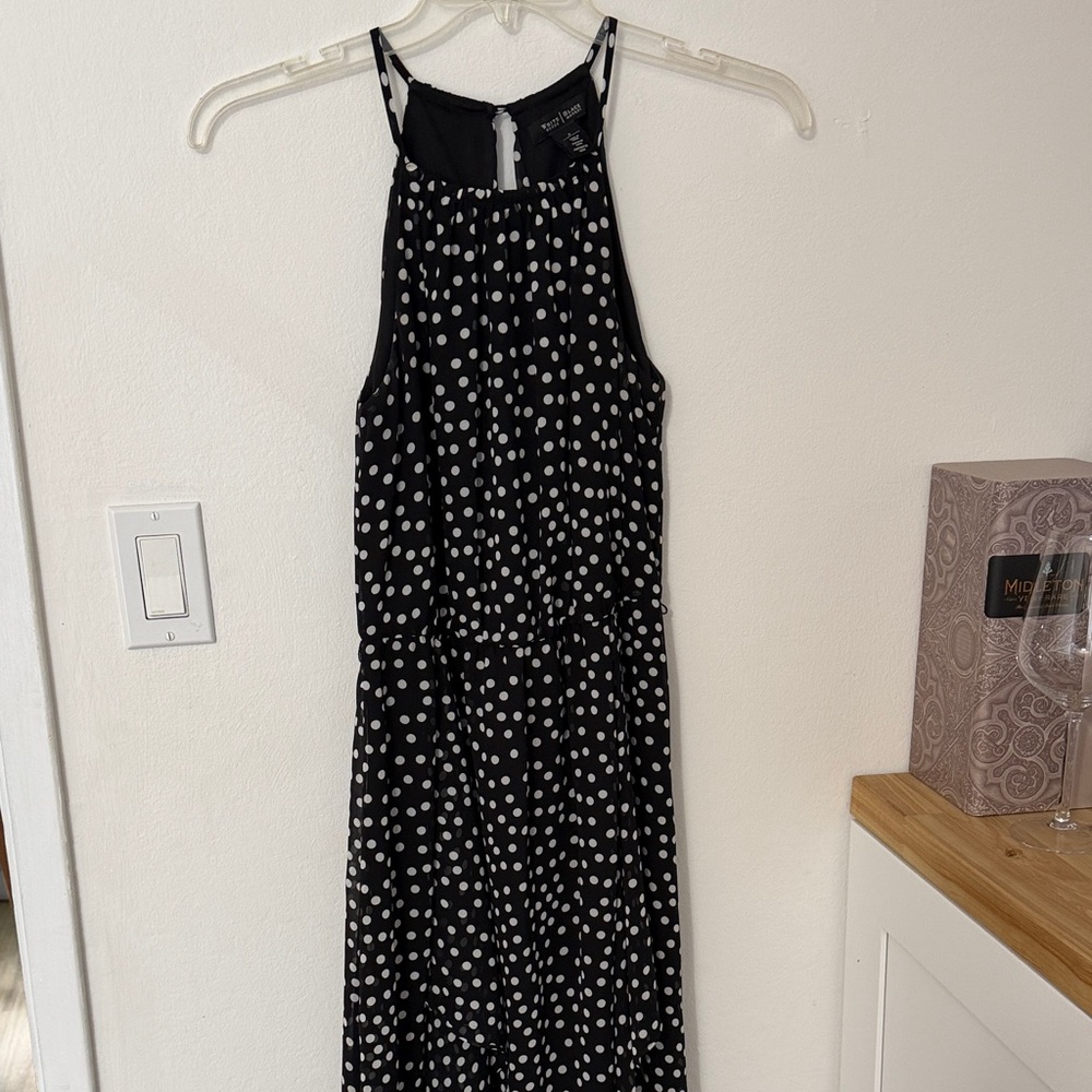 White House Black Market Black and White Polka Dot Maxi Dress